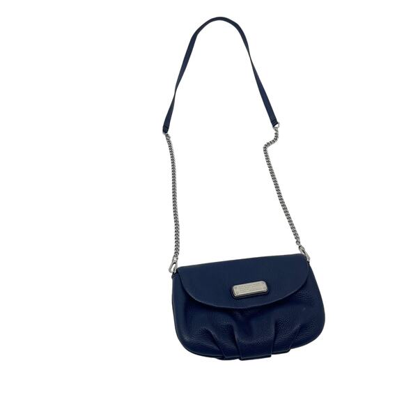 MARC BY MARC JACOBS New Q Karlie Leather Crossbody Dark Blue Chain Flap Snap - Picture 9 of 10